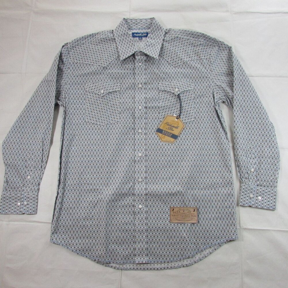Panhandle Slim Men's Long Sleeve Geo Diamond Print Snap Shirt Blue